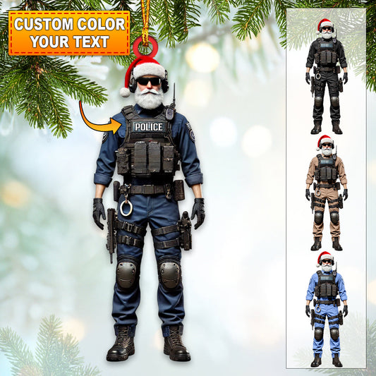 Custom Name Police Santa Ornament, Police Christmas Gift