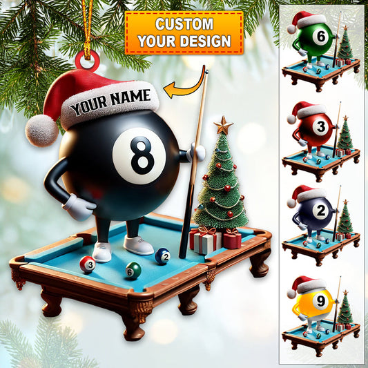 Custom Name Billiard Ornament, Billiard Lover Christmas Gift