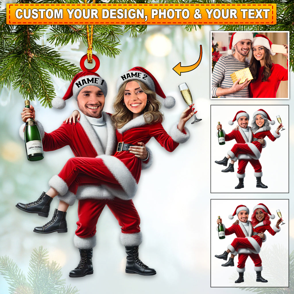 Custom Name and Photo Couple Ornament, Couple Christmas Gift