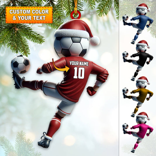 Custom Name Soccer Ornament, Soccer Lover Christmas Gift