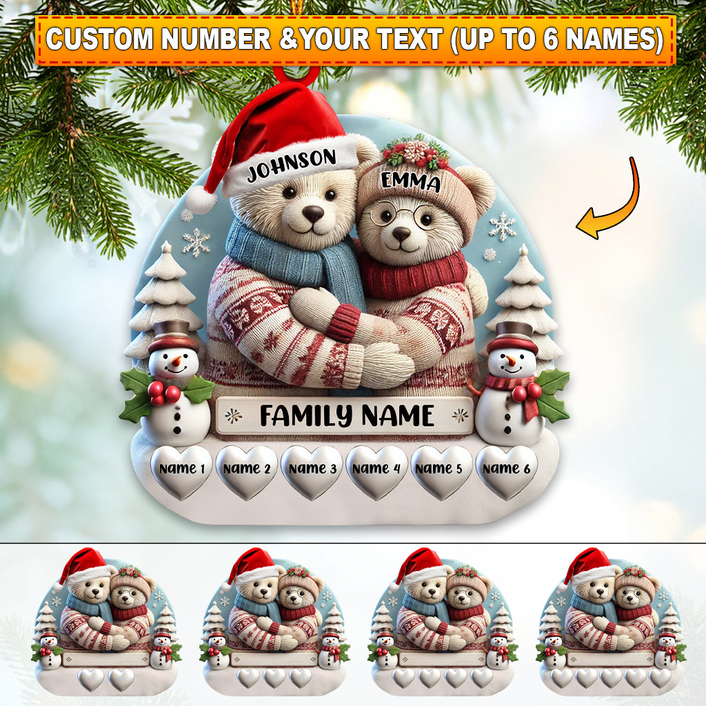 Custom Name Family Bear Christmas Ornament, Family Christmas Gift
