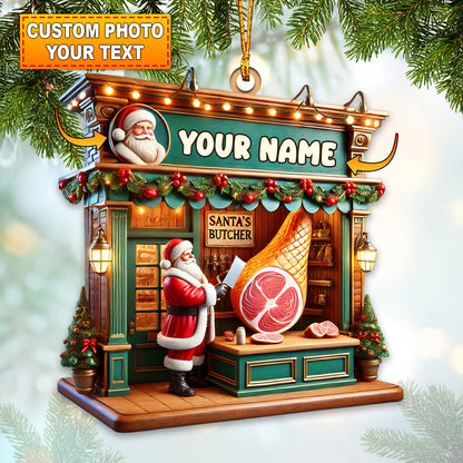 Custom Name Butcher Santa Ornament, Butcher Christmas Gift