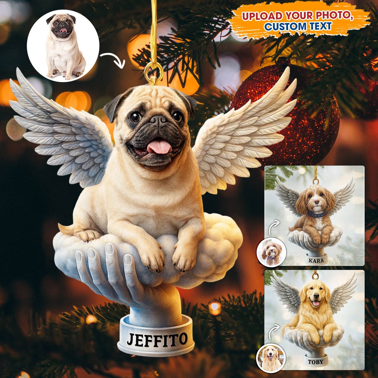 Christmas Jesus, Pet Wings, Home Decor, Christmas Ornament, Personalized Ornament