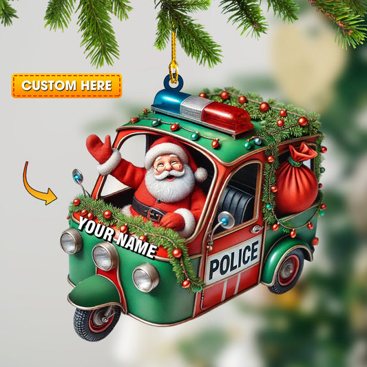 Police Santa Home Decor Christmas Ornament, Personalized Ornament