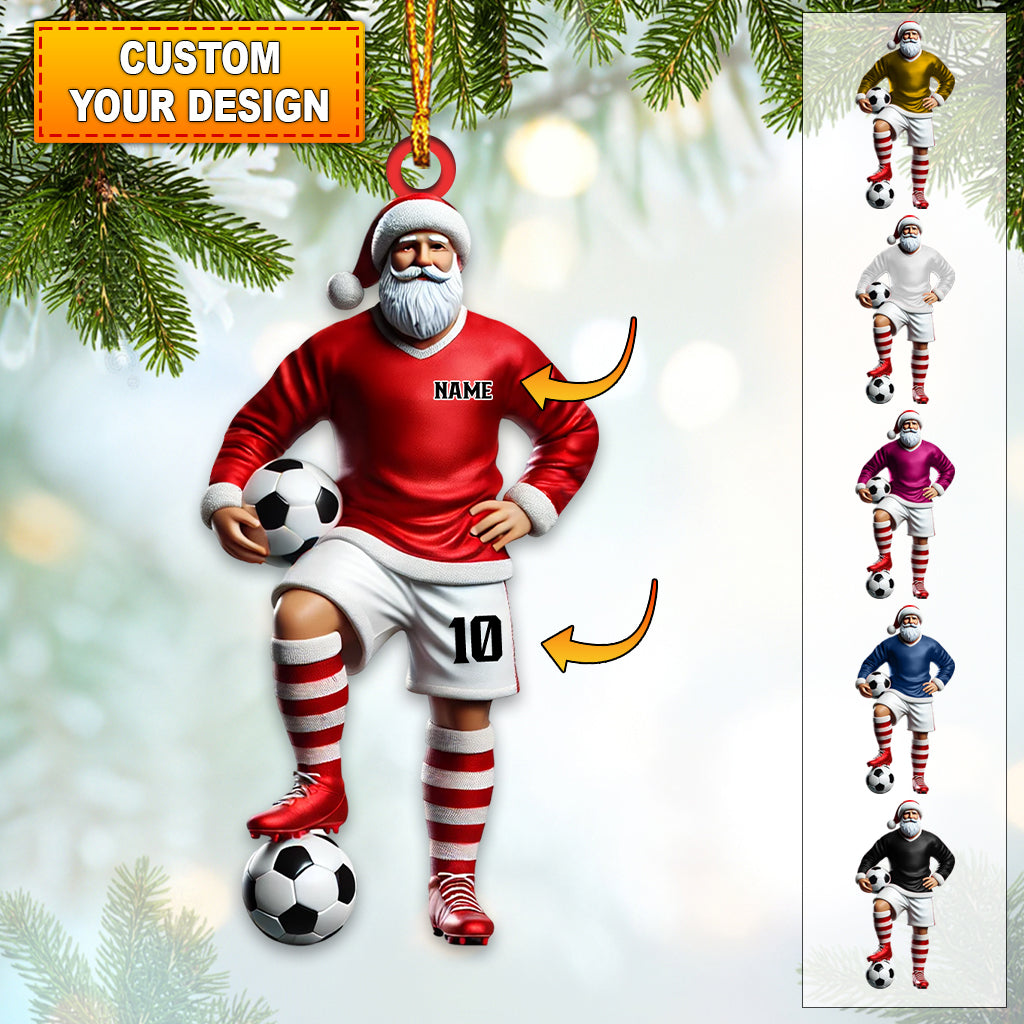 Custom Name Soccer Santa Ornament, Soccer Christmas Gift