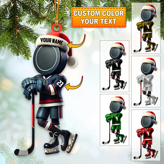 Custom Name Ice Hockey Ornament, Ice Hockey Christmas Gift