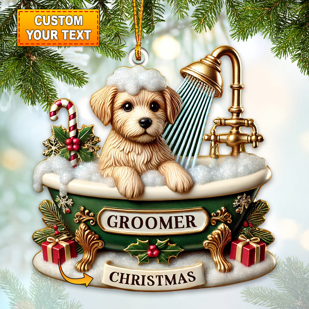 Custom Name Groomer Ornament, Christmas Decoration for Pet Shop