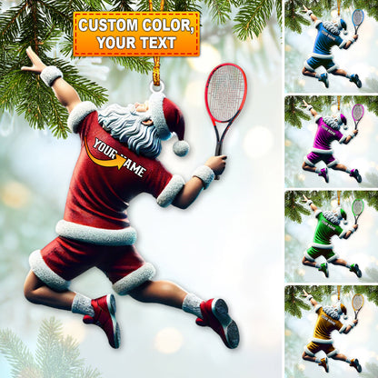 Custom Name Tennis Ornament, Tennis Santa Christmas Gift