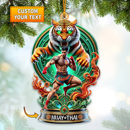 Custom Name Muay Thai Ornament, Muay Thai Santa Christmas Gift