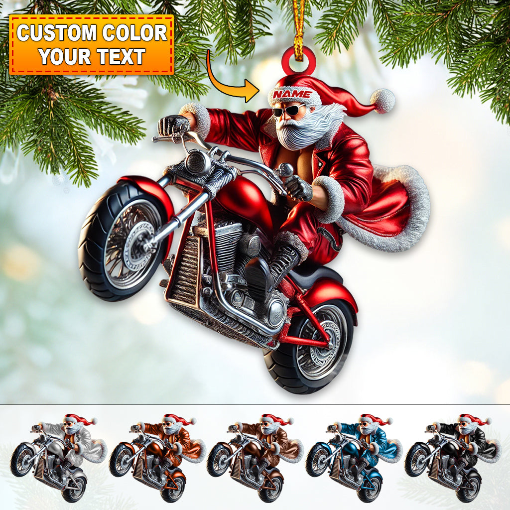 Custom Name Motorbike Santa Ornament, Motorbike Lover Christmas Gift