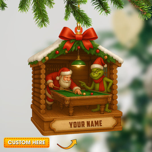 Billiard Santa, Home Decor, Christmas Ornament, Personalized Ornament