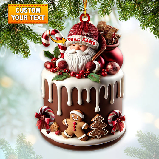 Custom Name Bakery Santa Ornament, Christmas Decoration for Bakery Shop