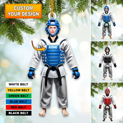 Custom Name and Face Taekwondo Ornament, Taekwondo Christmas Gift