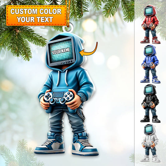 Custom Name Gamer Ornament, Game Lover Christmas Gift