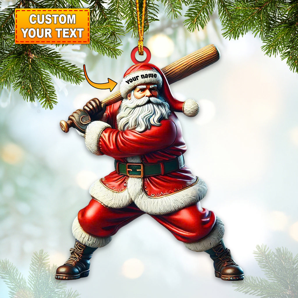 Custom Name Baseball Santa Ornament, Baseball Christmas Gift