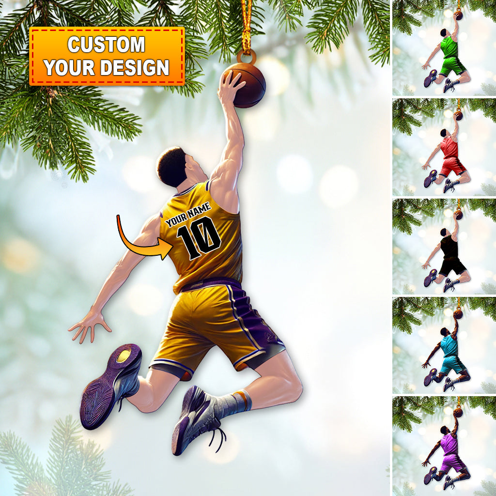 Custom Name and Number Basketball Ornament, Basketball Christmas Gift