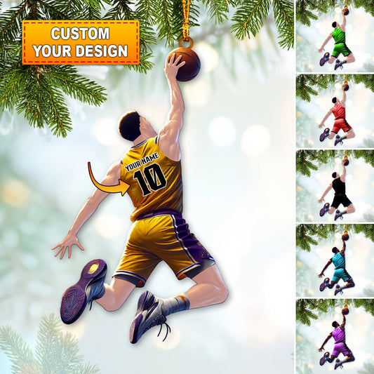 Custom Name and Number Basketball Ornament, Basketball Christmas Gift