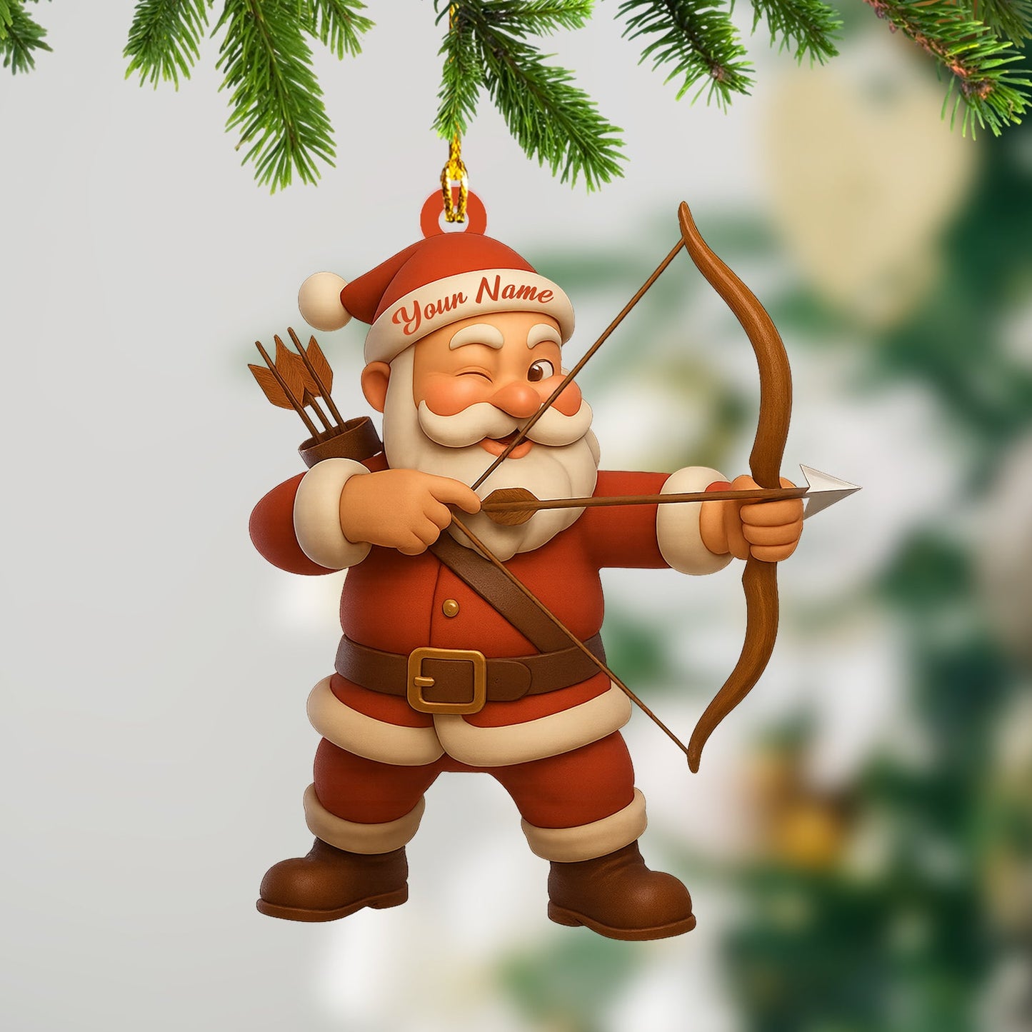 Archery Santa Christmas, Home Decor, Christmas Ornament, Personalized Ornament