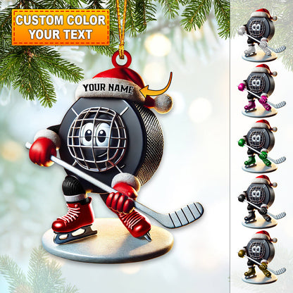 Custom Name Ice Hockey Ornament, Ice Hockey Christmas Gift