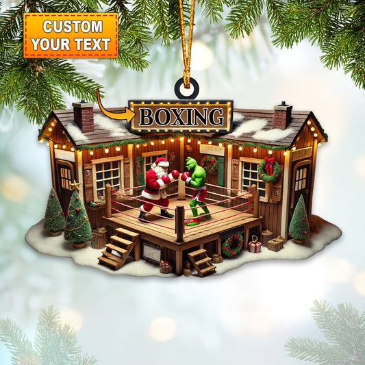 Custom Name Santa Boxing Ornament, Boxing Lover Christmas Gift