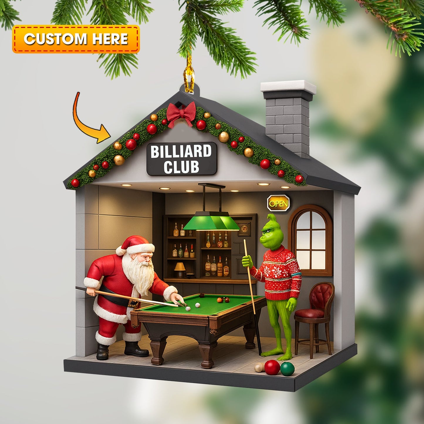 Christmas Billiard Lover, Home Decor, Christmas Ornament, Personalized Ornament