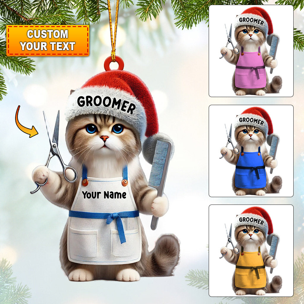 Groomer Cat Home Decor Christmas Ornament, Personalized Ornament