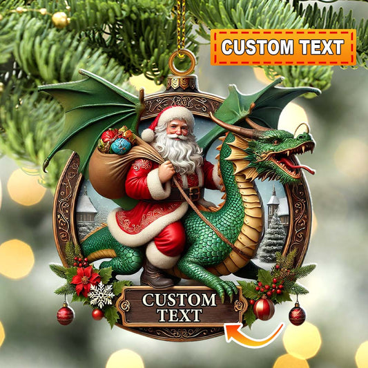 Custom Name Dragon Santa Ornament, Christmas Gift for Dragon Lover