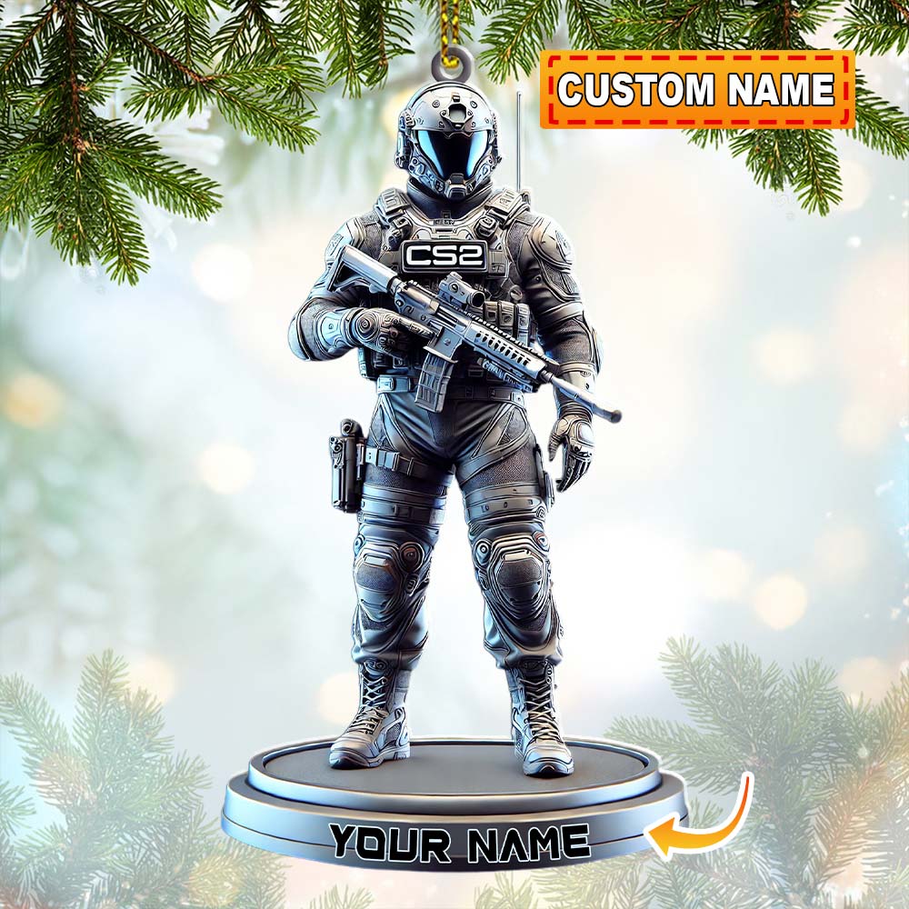 Custom Name Counter Strike Game Ornament, Christmas Gift for Gamer