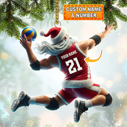 Custom Name and Number Volleyball Ornament, Christmas Gift for Volleyball Lover