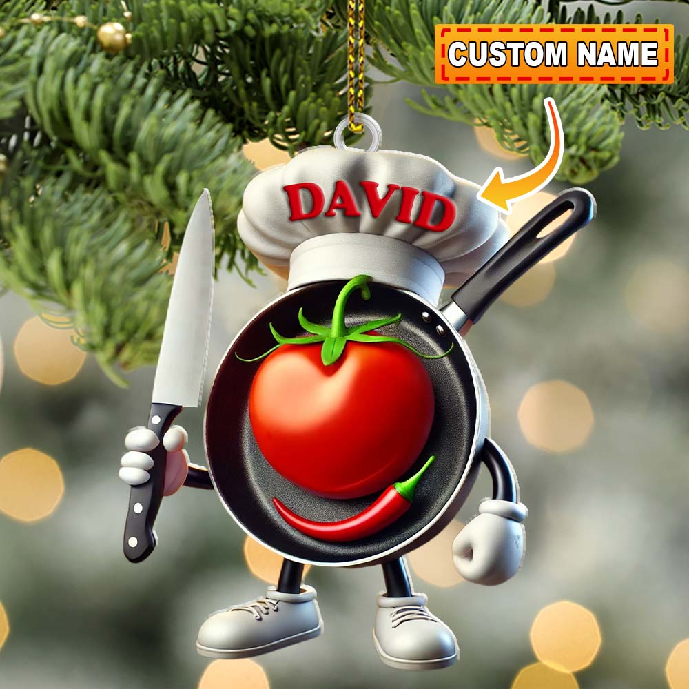 Custom Name Chef Ornament, Chef Christmas Gift