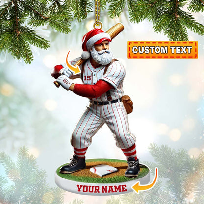 Custom Name and Number Baseball Ornament, Baseball Christmas Gift