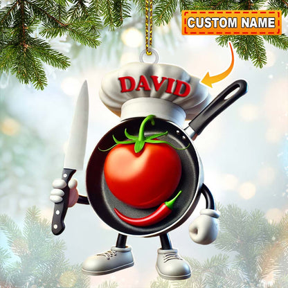 Custom Name Chef Ornament, Chef Christmas Gift