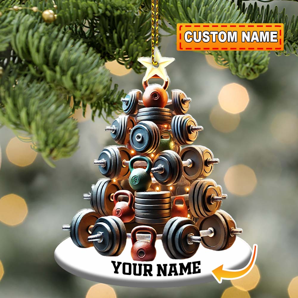 Custom Name Gym Work Out Ornament, Gymnastics Christmas Gift
