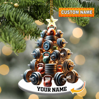 Custom Name Gym Work Out Ornament, Gymnastics Christmas Gift