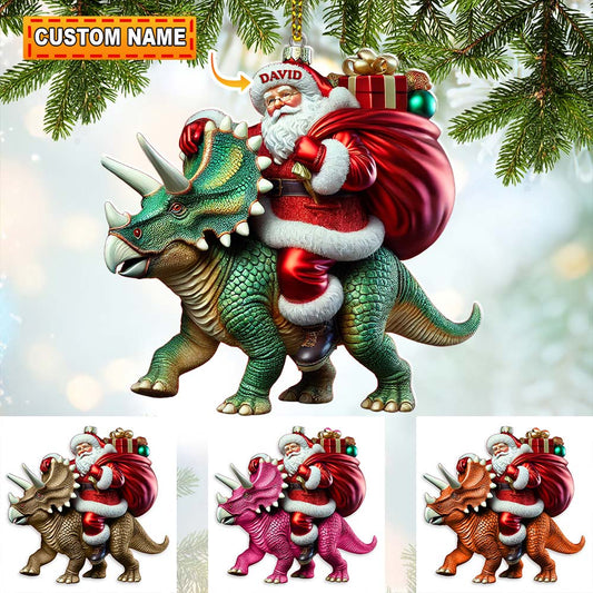 Custom Name Dragon Santa Ornament, Dinosaur Ornament, Dragon Lover Christmas Gift