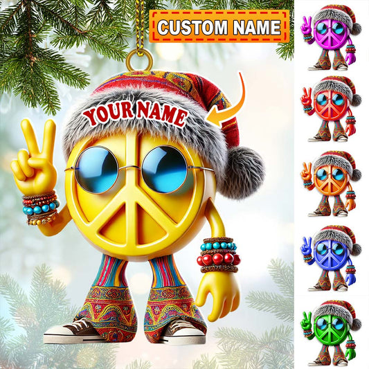 Custom Name Hippie Love Ornament,  Christmas Gift Decoration