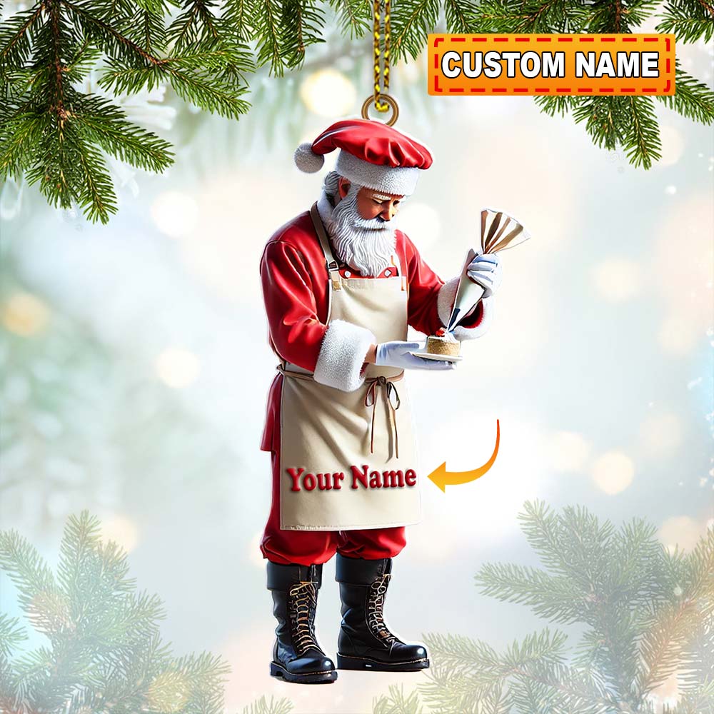Custom Name Bakery Santa Ornament, Christmas Gift