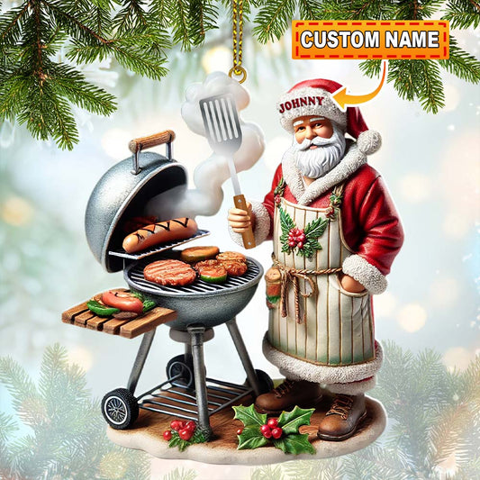 Custom Name Santa Grill Ornament, Christmas Gift