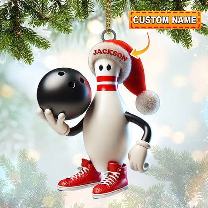 Custom Name Bowling Christmas Ornament, Bowling Lover Christmas Gift