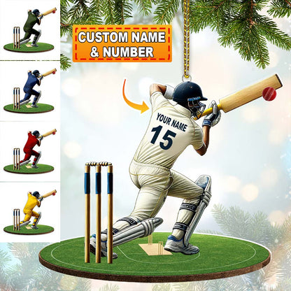 Custom Name Cricket Ball Ornament, Cricket Ball Lover Christmas Gift