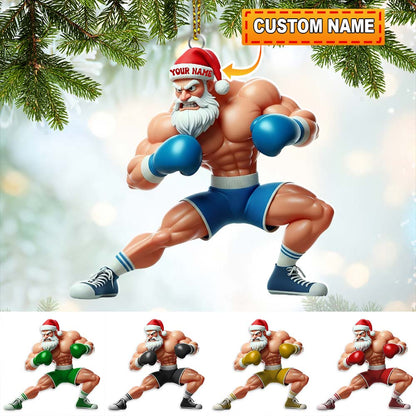 Boxing Santa, Home Decor, Christmas Ornament, Personalized Ornament