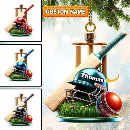 Custom Name Cricket Ball Ornament, Cricket Ball Lover Christmas Gift