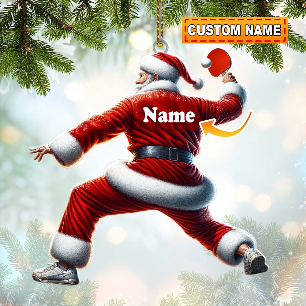 Custom Name Ping Pong Santa Ornament, Ping Pong Christmas Gift