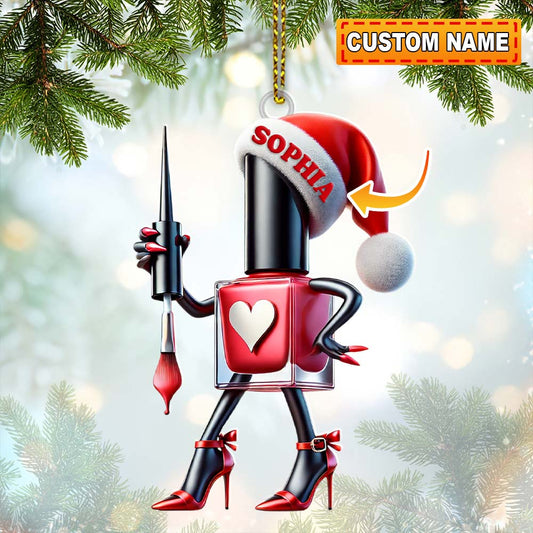 Custom Name Nail Salon Ornament, Nail Salon Christmas Decoration