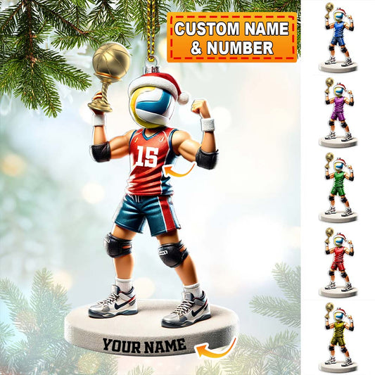 Custom Name and Number Volleyball Ornament, Volleyball Lover Christmas Gift