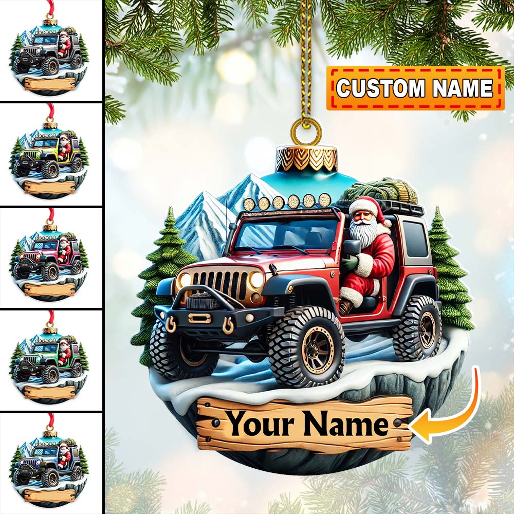 Custom Name Santa Ride Ornament, Santa Christmas Gift