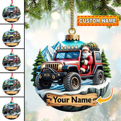Custom Name Santa Ride Ornament, Santa Christmas Gift
