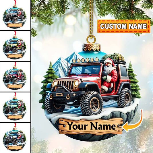 Custom Name Santa Ride Ornament, Santa Christmas Gift