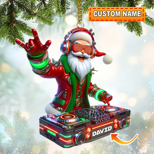 Christmas Santa DJ, Home Decor, Christmas Ornament, Personalized Ornament