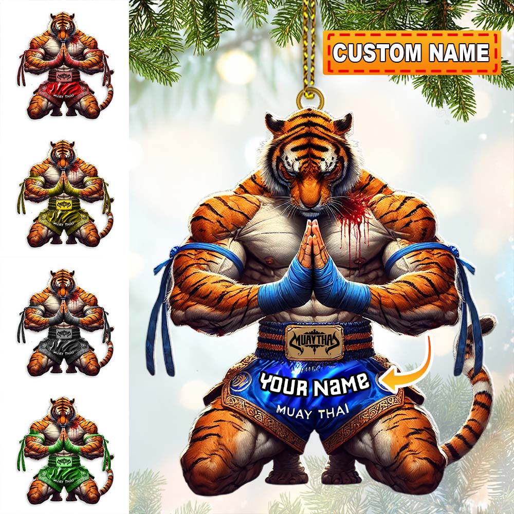 Custom Name Muay Thai Ornament, Christmas Gift for Muay Thai Lover